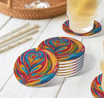 XMXY Drink Coasters with Holder for Coffee Table, Abstract ...
