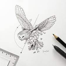 Owl tattoos are not ideal cover up tattoos but some people still use them as cover up tattoos with other designs. Impressive Half Geometric Flying Owl Tattoo Design Tattooimages Biz