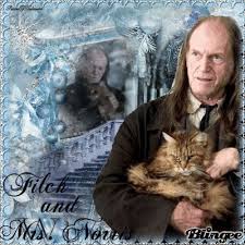 But why is he so depressed? Argus Filch Loved His Cat Mrs Norris He Was The Caretaker At Hogwarts In The Harry Potter Serie Wizarding World Of Harry Potter Harry Potter Series Hogwarts