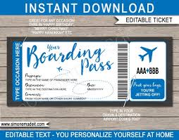 Event ticket template ticket template free templates printable free printables air tickets airline tickets concert ticket gift boarding pass template amor more information. Printable Editable Boarding Pass Template Surprise Fake Plane Ticket Trip Gift Airplane Flight Destination Blue Instant Download By Simonemadeit Catch My Party