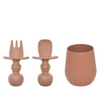 Buy Tooshka Silicone Baby Utensils Tiny Cup Terra Cotta Bpa Free Baby Led Weaning Baby Spoon Fork Training Cup For 6 Months Anti Choke Baby Feeding Supplies Online