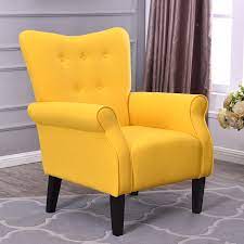 belleze modern accent chair roll arm linen living room bedroom wood leg citrine yellow walmart com living room furniture chairs yellow accent chairs yellow living room