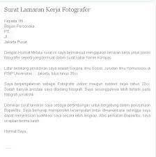 Contoh Surat Lamaran Kerja Fotografer Fotografer Surat Kerja
