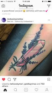 Crystal And Flower Tattoo Lavender Tattoo Wicca Tattoo Stone Tattoo