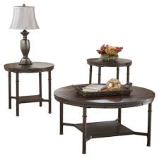 Each table has 1 fixed shelf. Signature Design Sandling Occasional 3 Pc Table Set Ashley Furniture T277 13
