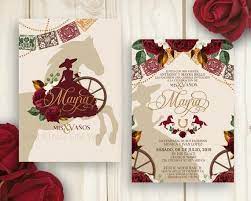 Western Rustic Charro Burgandy Invitation Quinceanera Mexican Party Charro Invitacion Fiesta Inv Mexican Invitations Quince Invitations Quinceanera Planning