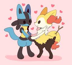 lucario and braixen (pokemon) drawn by flufflixx 