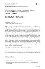 Pdf Effects Of Integrated Physical Exercises And Gestures On Preschool Children S Foreign Language Vocabulary Learning