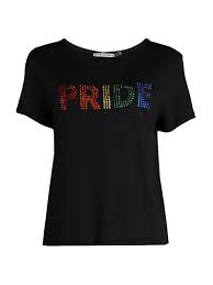 Alice + olivia womens sequined striped shift dress. Alice And Olivia Cicely Embellished Pride T Shirt In Black Multi Modesens