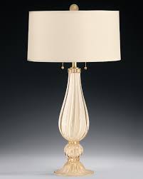 The white hardback shade is a bold contrast to the dark brown and gold frame. Venetian Lamp Hand Blown Venetian Glass Table Lamp