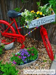 New Uses For Old Bicycles Idea Box By Valerie Garden Junk Garden Projects Lawn Garden