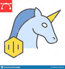 Unicorn With Nft Color Line Icon Stock Vector Illustration Of Token Unicorn 216407979