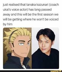 Ryūnosuke tanaka funny moments • haikyuu!! Just Realised That Tanaka Kazunari Coach Ukai S Voice Actor Has Long Passed Away And This Will Be The First Season We Will Be Getting Where He Won T Be Voiced Haikyuu Anime