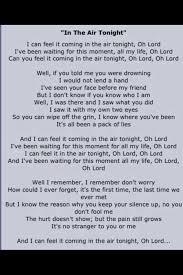 In The Air Tonight Music Lyrics Great Song Lyrics Phil Collins Lyrics
