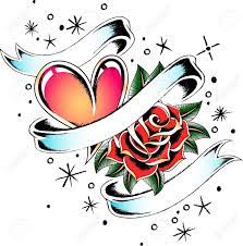 Memorial scroll cancer ribbon tattoo design. Heart And Rose Tattoo Banner Royalty Free Cliparts Vectors And Stock Illustration Image 9920771
