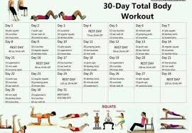 30 Day Total Body Workout Picture Chart To Print Out Go Go