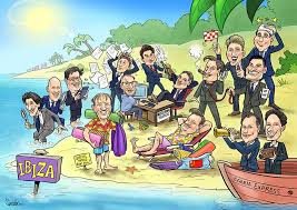 Groepskarikatuur Ibiza De Karikaturist Karikatuur Strip Cartoons