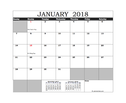 Savesave january 2018 calendar malaysia for later. 2018 Excel Calendar Template Download Free Printable Excel Templates