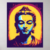 Buddha Colorful Modern Pixel Art Poster