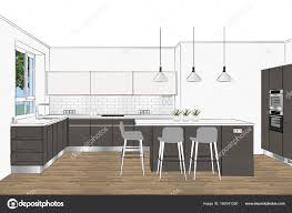 rendering modern kitchen design light