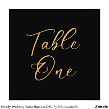 Moody Wedding Table Number One Script Gold Black Wedding Table Numbers Table Numbers Moody Wedding