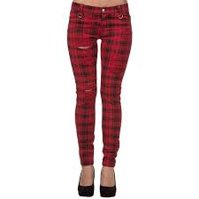 Un choix unique de pantalon ecossais femme disponible dans notre magasin. Pantalon Femme Banned Grunge Red Tartan Rock A Gogo