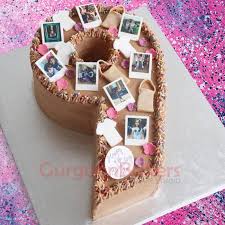 After the wish, remove the wax candle and dig in to the cake and cake topper! Order Customised Chocolate Photo Number Cakes Gurgaon Bakers