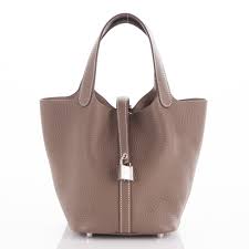 Hermes Taurillon Clemence Picotin Lock 18 Pm Etoupe 176567