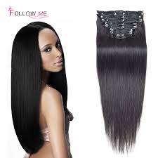 Africano Americano Brasileiro Virgem Remy Grampo Em Extensoes Do Cabelo Humano Em Linha Reta Human Hair Clip Ins Human Hair Extensions Clip In Hair Extensions