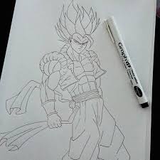 Les Contours Au Liner Sont Termines Passage A La Couleur Gogeta Garde A Toi Gogeta Sangoku Japan Vegeta Idees Esquisses Drawing Dessin
