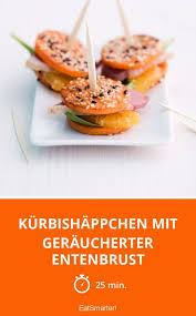 Kurbishappchen Mit Geraucherter Entenbrust Rezept Happchen Rezeptideen Rezepte