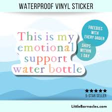 Funny Emotional Support Sticker Waterproof Vinyl Self Care Sticker Anxiety  Mental Health Therapy Gift Water Bottle