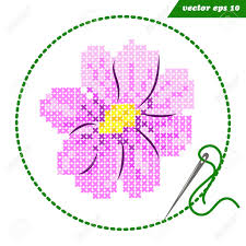Flosscross can show sourse image above chart. Simple Cross Stitch Vector Cosmos Flower Logo Royalty Free Cliparts Vectors And Stock Illustration Image 136176323