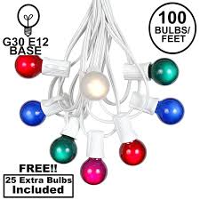 Maybe you would like to learn more about one of these? 100 Multi Colored G30 Globe Round Outdoor String Light Set On White Wire Novelty Lights Inc