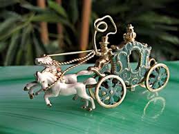 Black And Gold Carriage Horse Carriage Brooch Royalty Coach Gold Rhodium Verdigris Twin White Enamel Horses Fairy Prince Horse Carriage Fantasy Princess Wedding Brooch