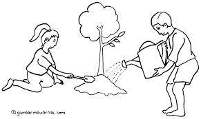 Gambar mewarnai kebersihan lingkungan sekolah. Mewarnai Gambar Menjaga Kelestarian Lingkungan Sketsa Gambar Kartun