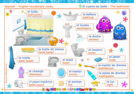 El Cuarto De Bano The Bathroom Vocabulario Espanol Ingles Tarjetas Vocabulario Espanol Vocabulario Bano Espanol