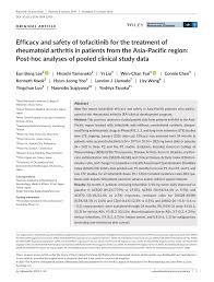 Pdf Efficacy And Safety Of Tofacitinib For The Treatment Of Rheumatoid Arthritis In Patients From The Asia Pacific Region Post Hoc Analyses Of Pooled Clinical Study Data
