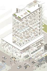 Highly Detailed Illustration Of A 10 Story Commercial Building Roof Detail Architecture Drawings Isometric
