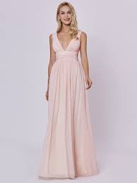 Die ballons in xxl werden bei eurer hochzeit erstes beeindruckendes dekohighlight dieser hochzeit in pastell: Brautjungfernkleider Hochzeit Abendkleid Tiefer V Ausschnitt Lang Pastell Rosa Chiffon