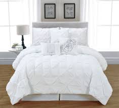 Out of stock for shipping. 7 Pc White Tufted Pinch Pleat King Comforter Set Bed In A Bag Diamond Puckered Bedroom Comforter Sets Comforter Sets White Bed Set