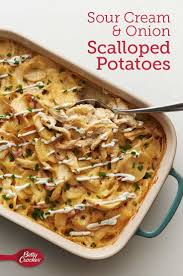 Sour Cream And Onion Scalloped Potato Casserole Recipe Scalloped Potatoes Appetizer Recipes Cooking Chicken To Shred