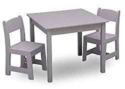 Delta Children Mysize Kids Wood Chair Set And Table 2 Chairs Included Grey Table And Chair Sets Furniture Chair