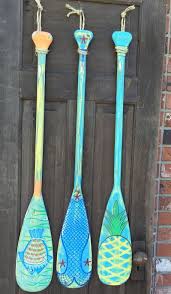 Oar Paddle Art Sign One Hand Painted Coastal By Castawayshall Painted Oars Wooden Oars Painted Paddles