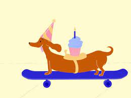 On The Way To The Party By Heather Hughes Happy Birthday Dog Gif Happy Birthday Dog Dachshund Birthday