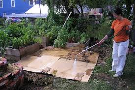 Cardboard Placed On Ground To Kill Weeds Straw Bale Gardening Landscape Fabric Starting A Garden