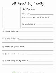 All About My Brother Worksheet Education Com My Family Worksheet Family Worksheet Worksheets For Kids