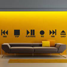 Chalkboard paint lets you turn any wall into a customs chalkboard, and lets you have a functional piece of décor. Wall Decal Play And Stop Home Studio Music Music Studio Room Music Studio Decor