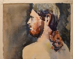 Vintage Maine River Watercolors of Fenton S Brook Waterfall and Portrait  Titled the Seeker Signed Artist Robert L Coe