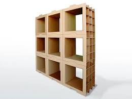 Browse the organized home posts on modular shelving systems to get ideas for your home organization or storage project. Danny Gilles Designs Recycled Cardboard Shelving System